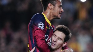 Felicitación de Neymar a Lionel luego del gol