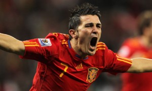 Dos tantos marcó David Villa en el último apronte de españa antes del Mundial