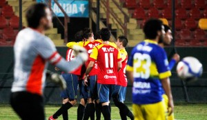 Unión celebrando ante Everton el año 2014 (Fuente: lanacion.cl)