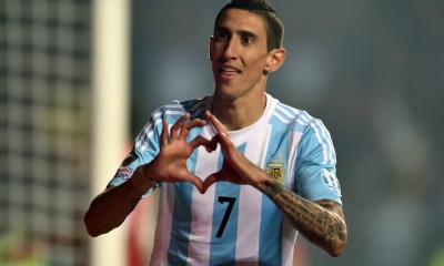 Argentinas forward Angel Di Maria celeb